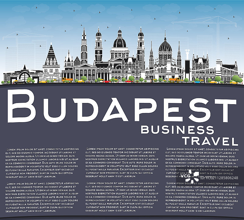 匈牙利布达佩斯城市的天际线与灰色的建筑物图片素材