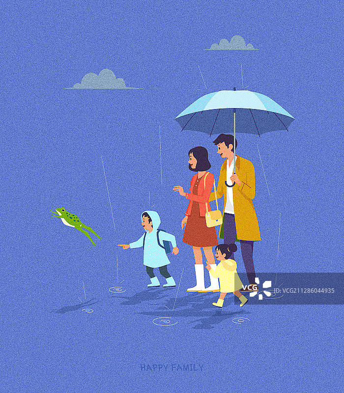 人，家庭，生活方式，青蛙，伞，孩子图片素材