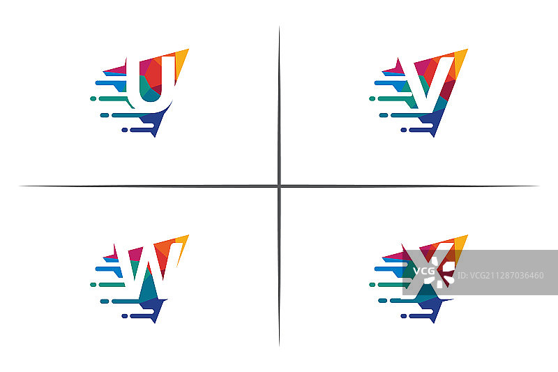 字母u，字母v，字母w和字母x的logo图片素材