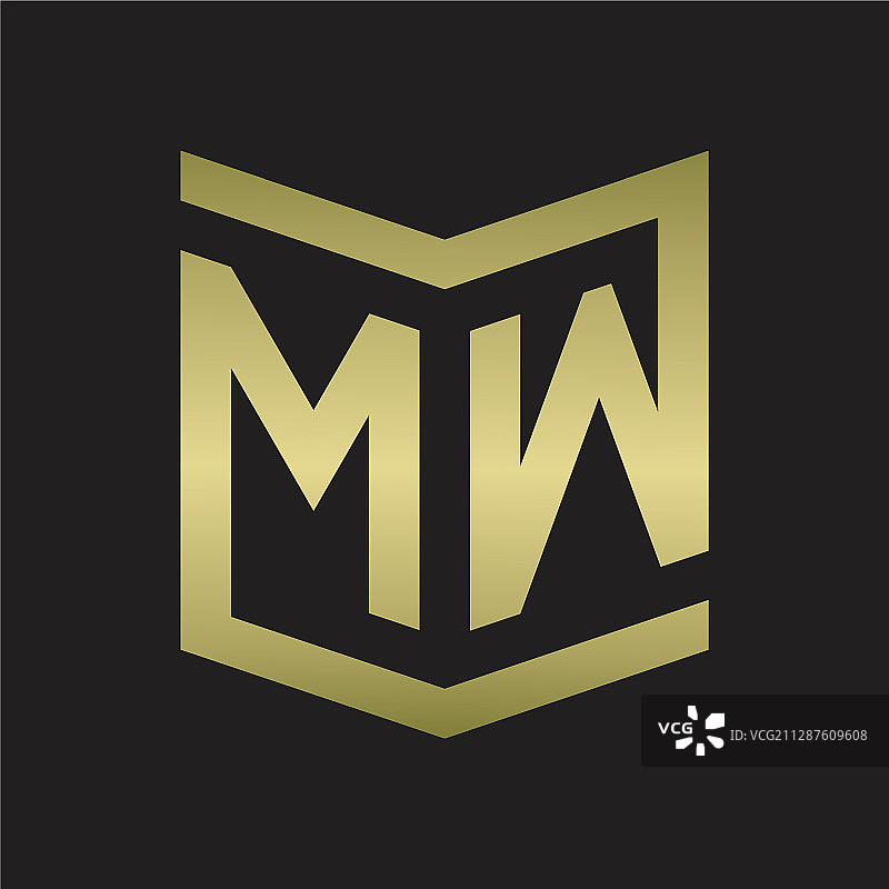 Mw标志，会徽字母与盾风格设计图片素材