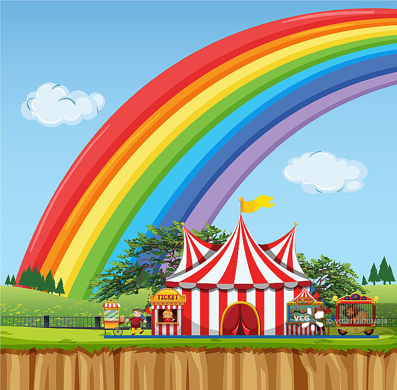 天空中有彩虹的马戏团场景图片素材