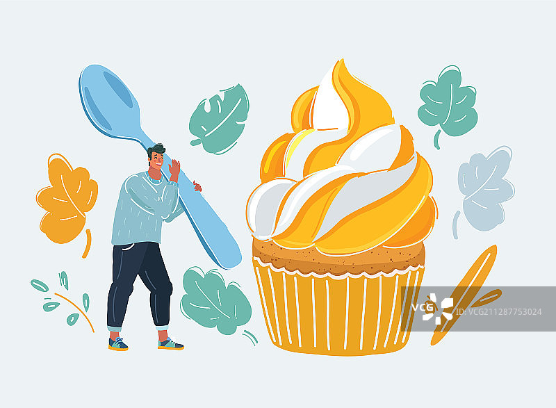 面包店的概念是一个大的甜点男人纸杯蛋糕图片素材