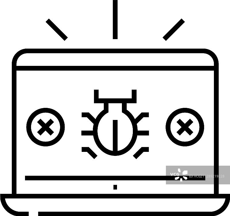计算机病毒感染线图标概念符号图片素材