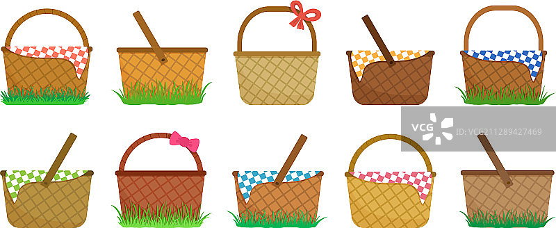 在复活节或野餐篮子上放上草编篮子图片素材
