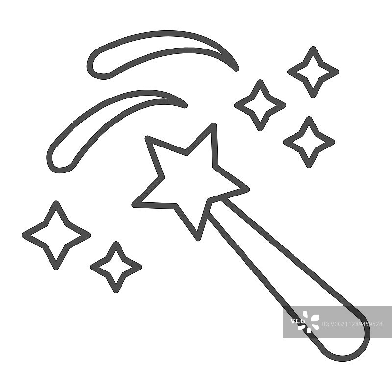 魔术棒细线图标仙女棒与星星图片素材