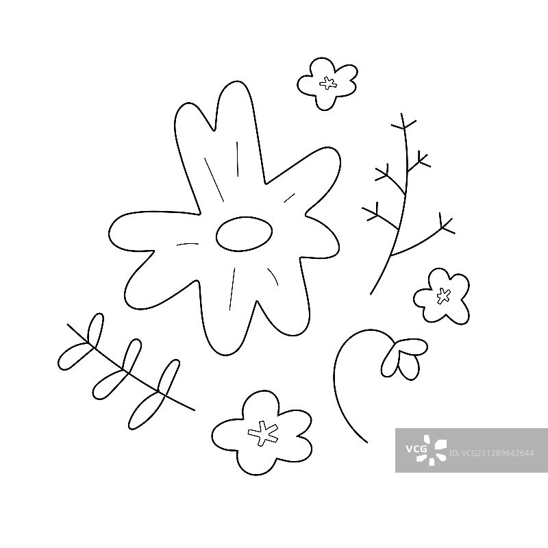 简单涂鸦野花插花可爱小图片素材