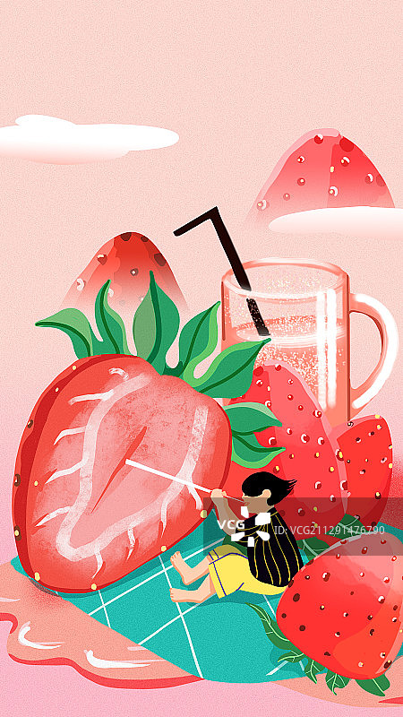 草莓果汁图片素材