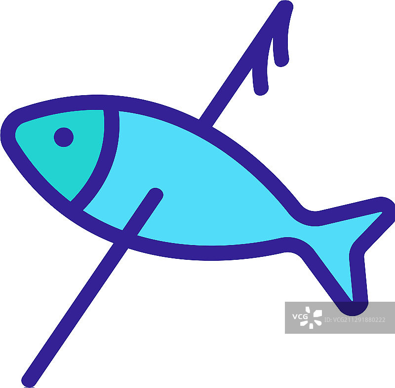 鱼类狩猎图标孤立轮廓符号图片素材