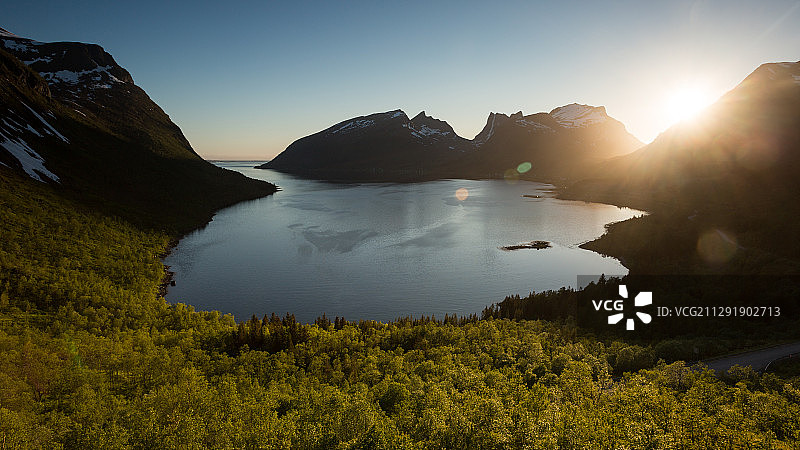 挪威斯卡兰峡湾的日落图片素材