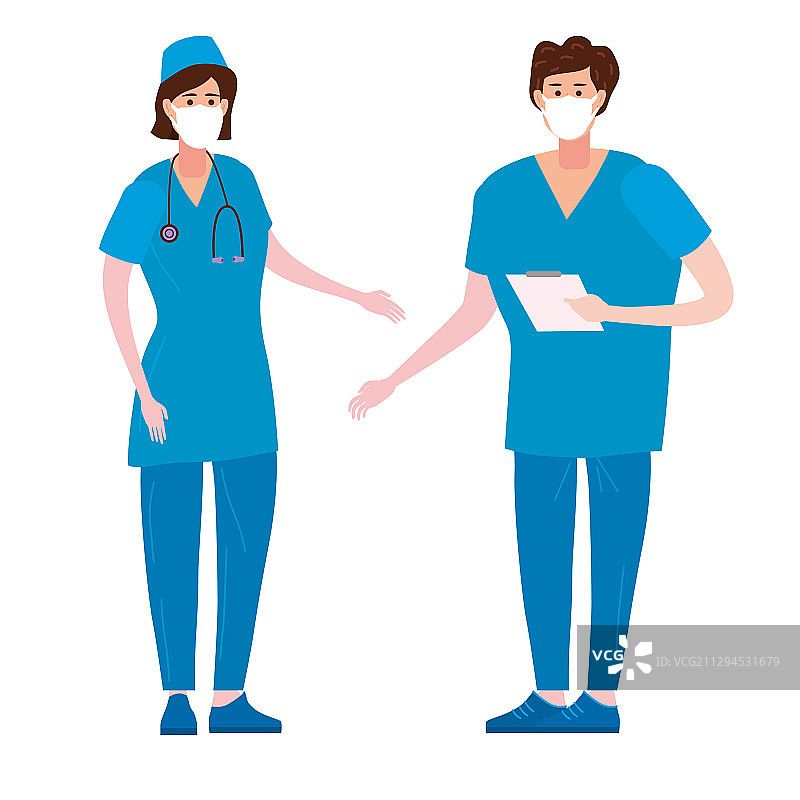 护士和医生医学男女角色图片素材