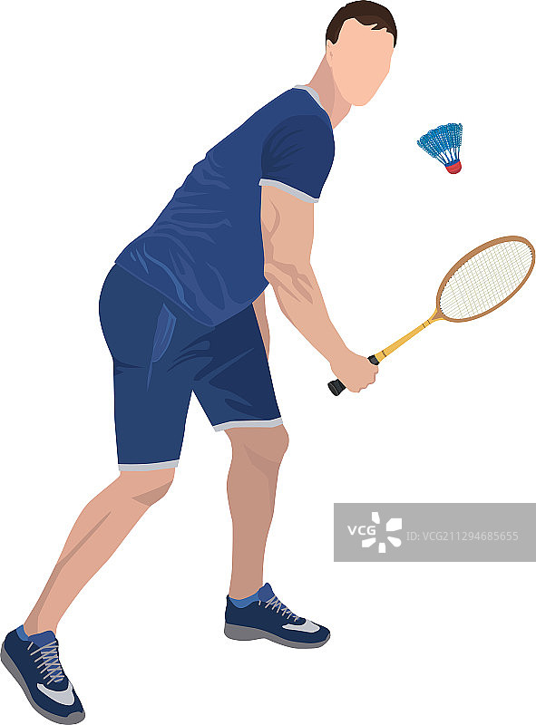 有球拍和羽毛球的羽毛球运动员图片素材