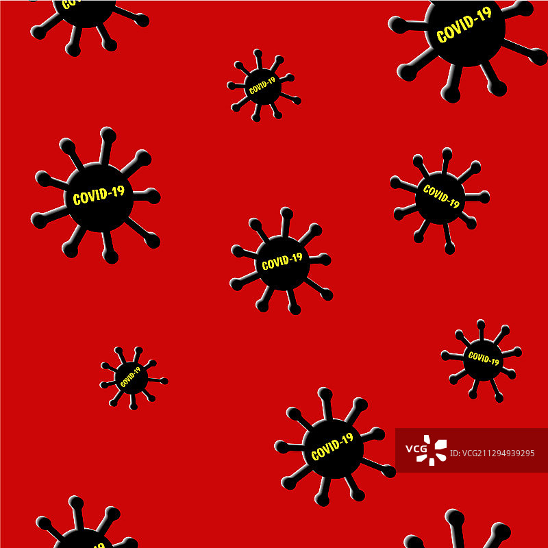 红色背景为无缝模式COVID-19病毒图片素材