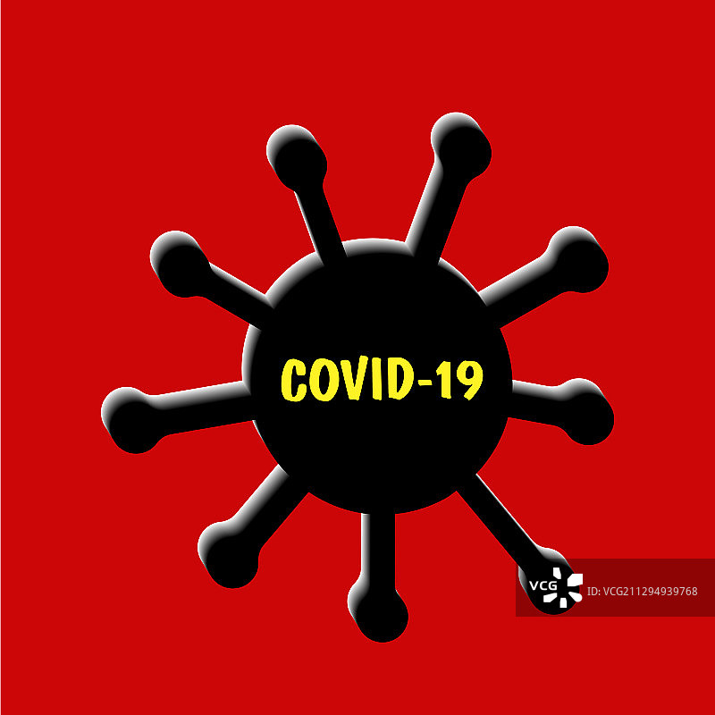 红色背景的冠状病毒细胞上的COVID-19病毒图片素材