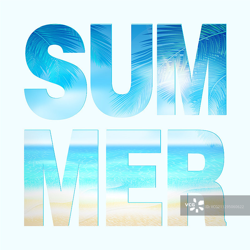 夏日海滩海报与阳光蓝色的海和图片素材