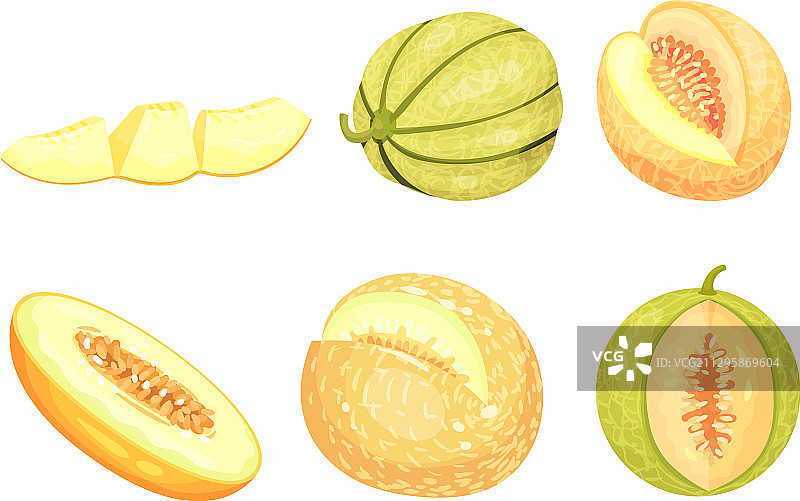 整体和横切面的瓜类水果，多汁图片素材
