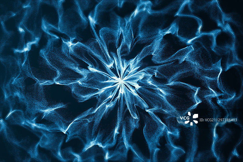 流动的蓝色发光粒子 3D渲染图片素材
