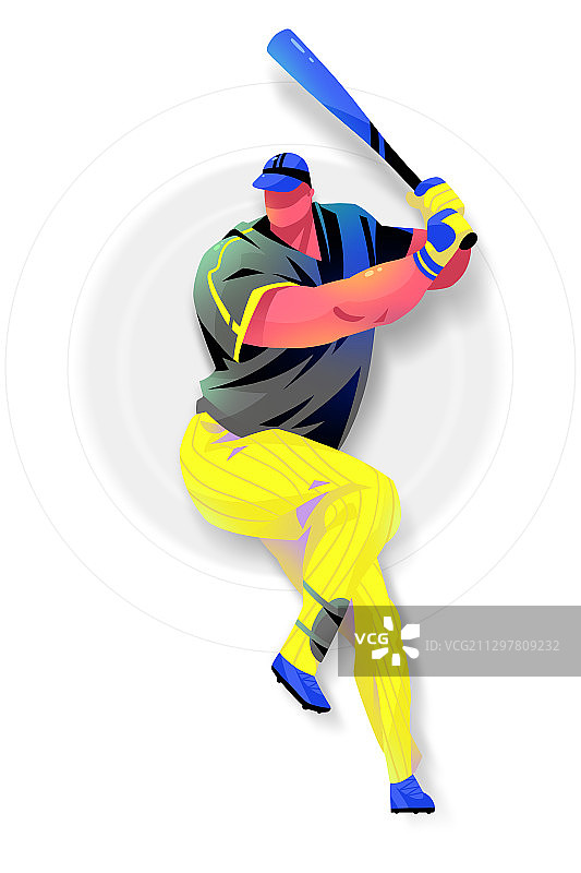 男子棒球击球姿势的插画图片素材