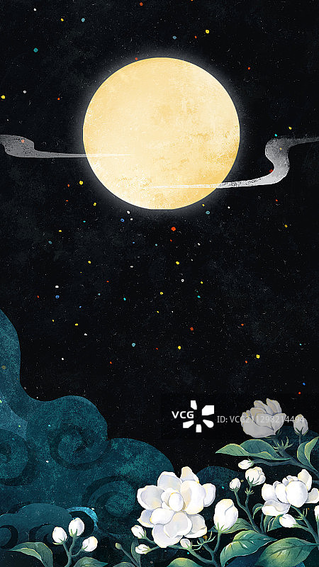 中秋节嫦娥奔月插画图片素材