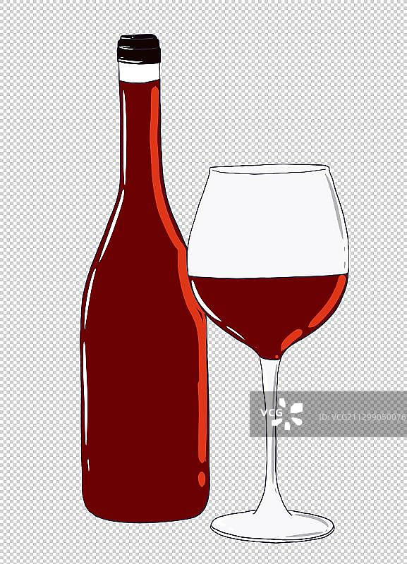 元素：葡萄酒手绘图片素材