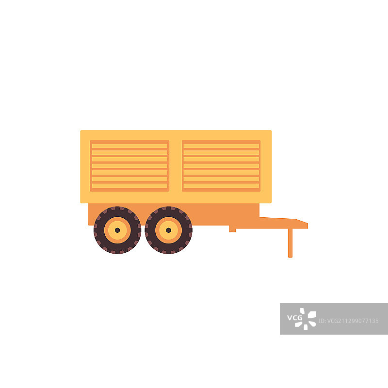 卡车、台车或拖车为拖拉机图标平坦图片素材
