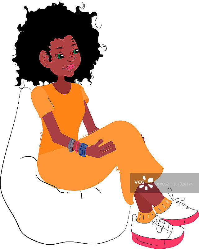 非洲美女坐在椅子上，包里图片素材