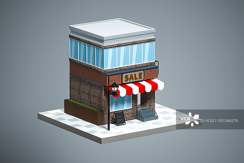 商店店铺模型 3D渲染图片素材