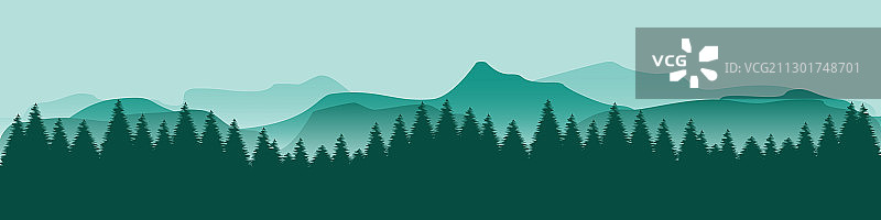 烟山自然景观森林剪影图片素材
