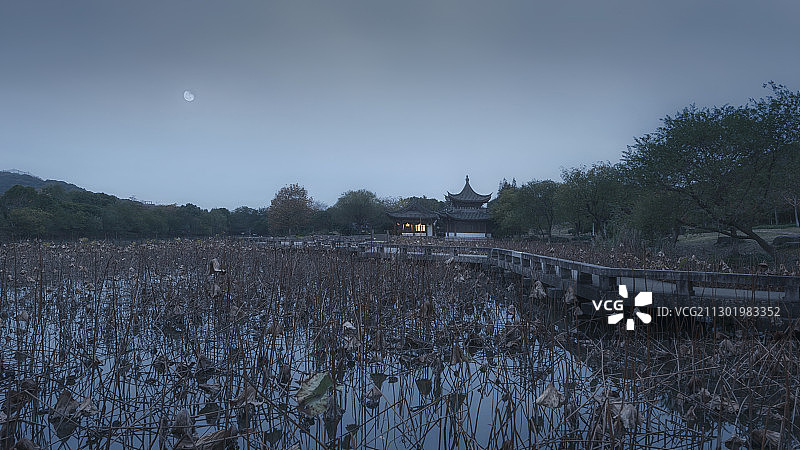 杭州湘湖旅游景点深秋风景图片素材