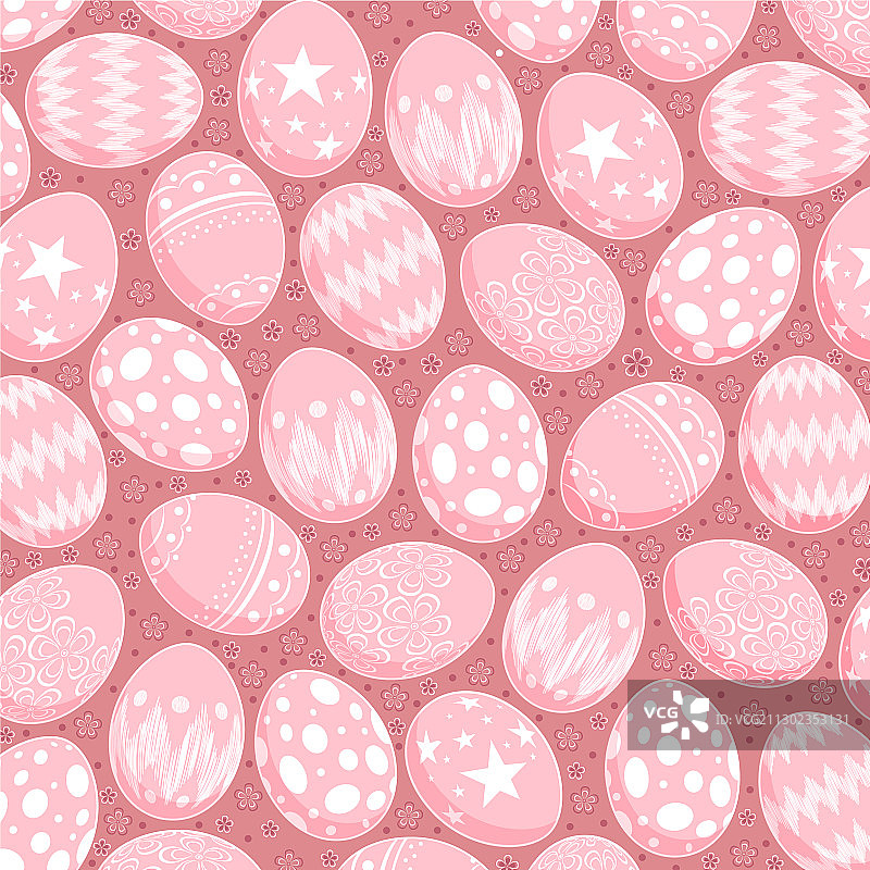 复活节彩蛋无缝图案在粉红色的背景图片素材