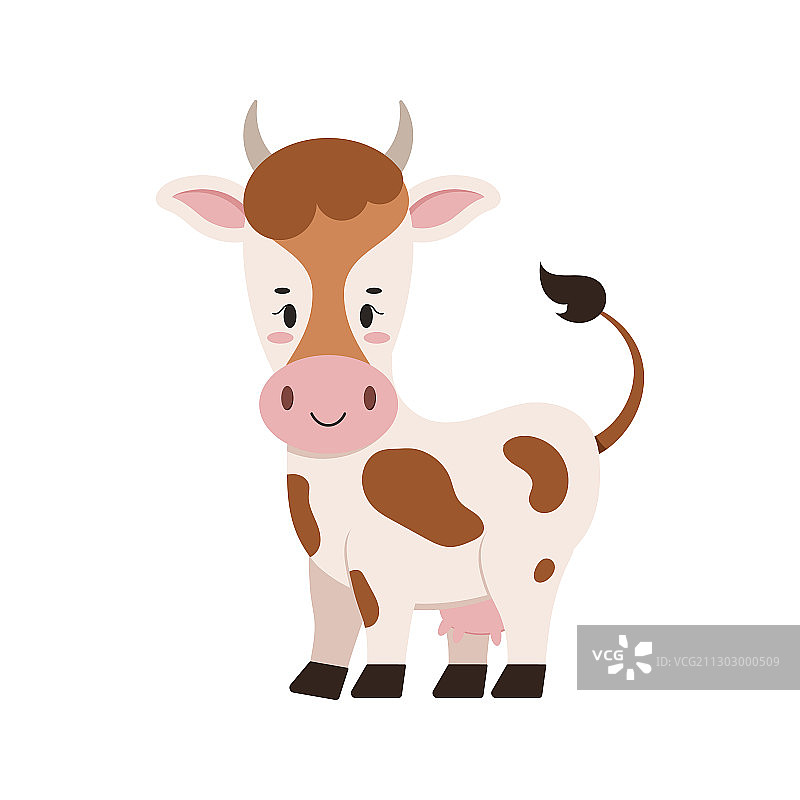可爱的农场奶牛与乳房平面设计孤立图标图片素材