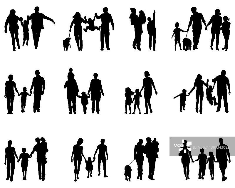 黑色轮廓的家庭图片素材