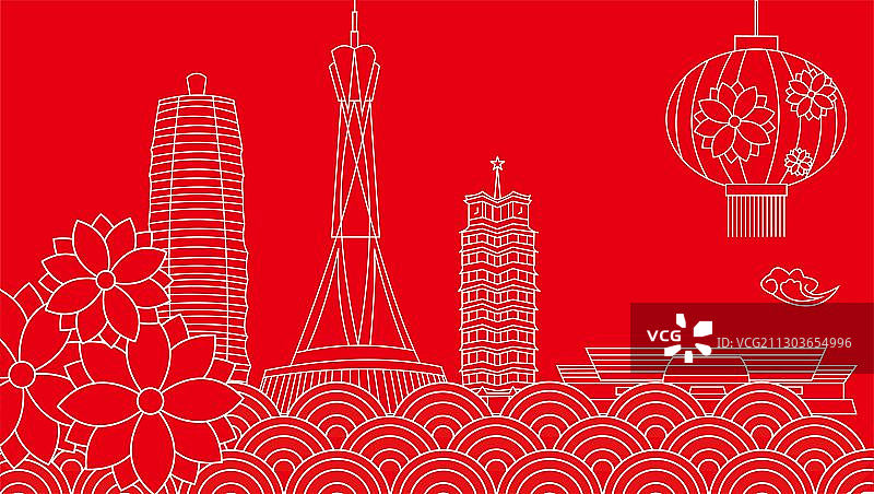 中国风郑州城市建筑地标矢量插画图片素材
