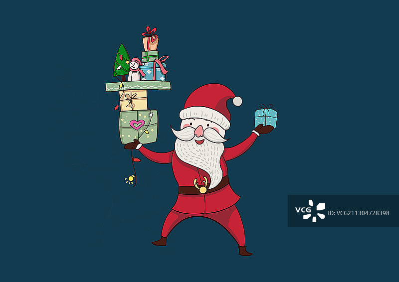卡通圣诞节拿着礼物的圣诞老人图片素材
