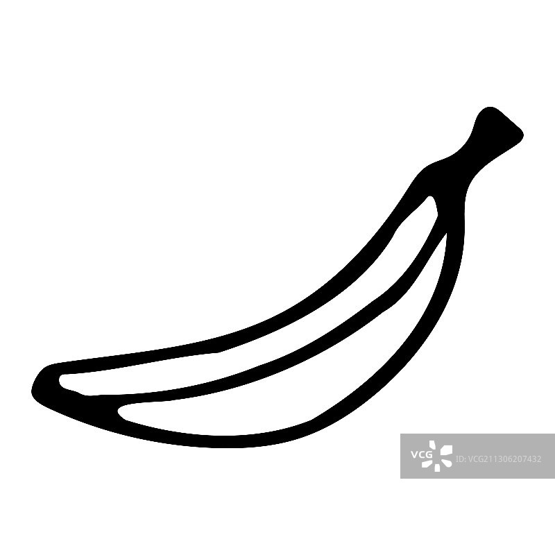 香蕉手绘轮廓涂鸦透明图标图片素材