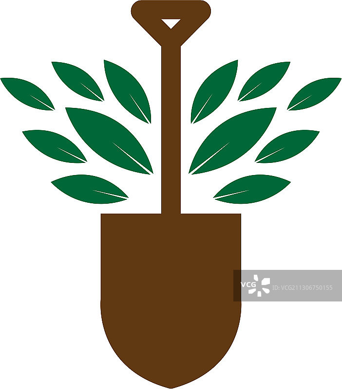 种植园设计标志或铲子与植物种子图片素材