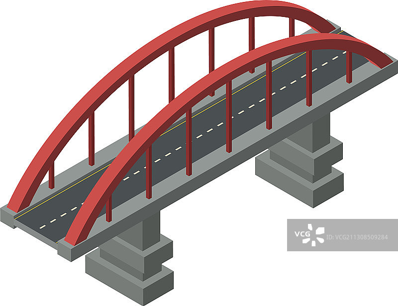 混凝土桥梁图标等距风格图片素材