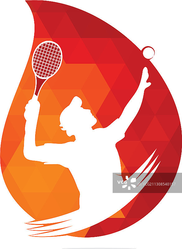 网球运动员跌落形状概念标志设计图片素材