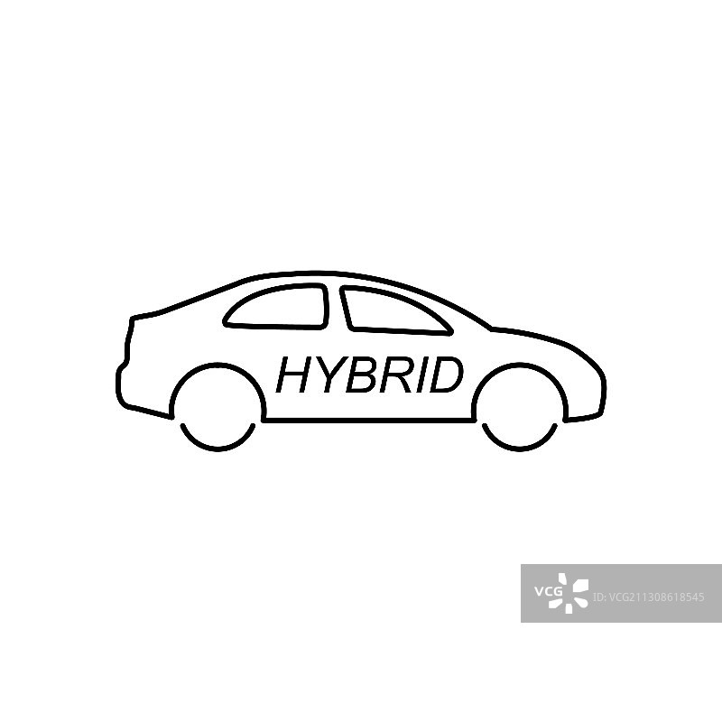 混合动力汽车图标孤立在白色背景eps图片素材