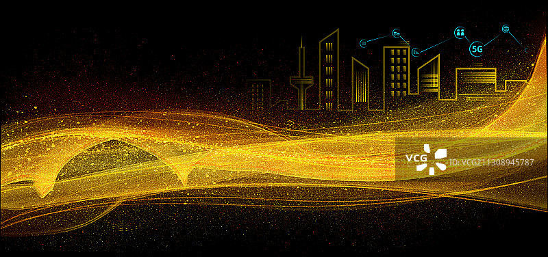 科技城市光线创新未来大数据时代的插画图片素材