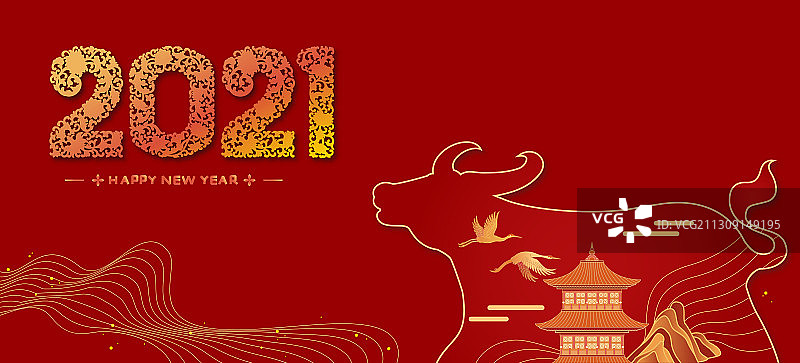 2021牛年红色喜庆背景图片素材