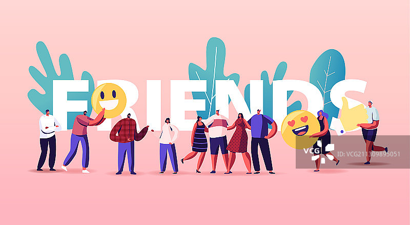 友谊和朋友的概念小人群体图片素材