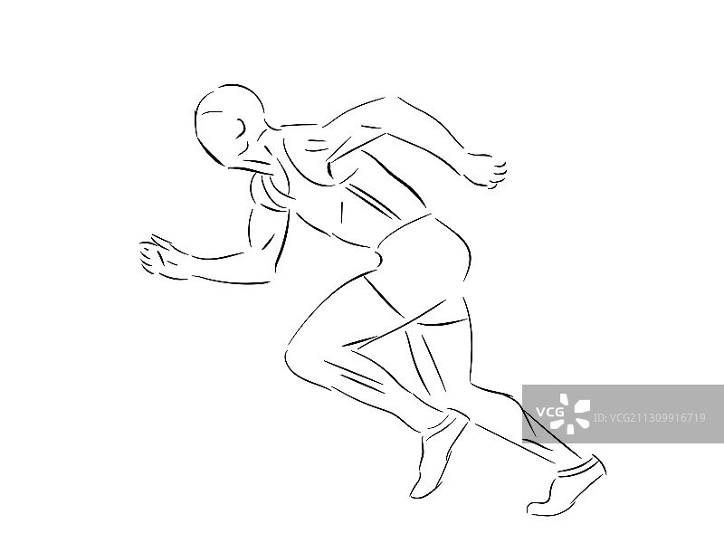 跑步运动员手绘素描图片素材