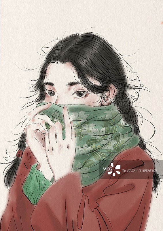 冬季戴围巾的女孩图片素材