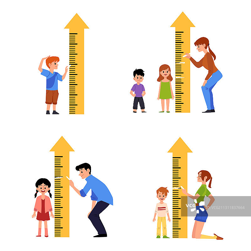儿童身高测量表集-小卡通图片素材