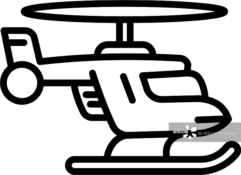 救援直升机图标轮廓风格图片素材