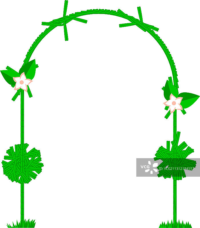 拱门绿色的夏季芽和花设计图片素材
