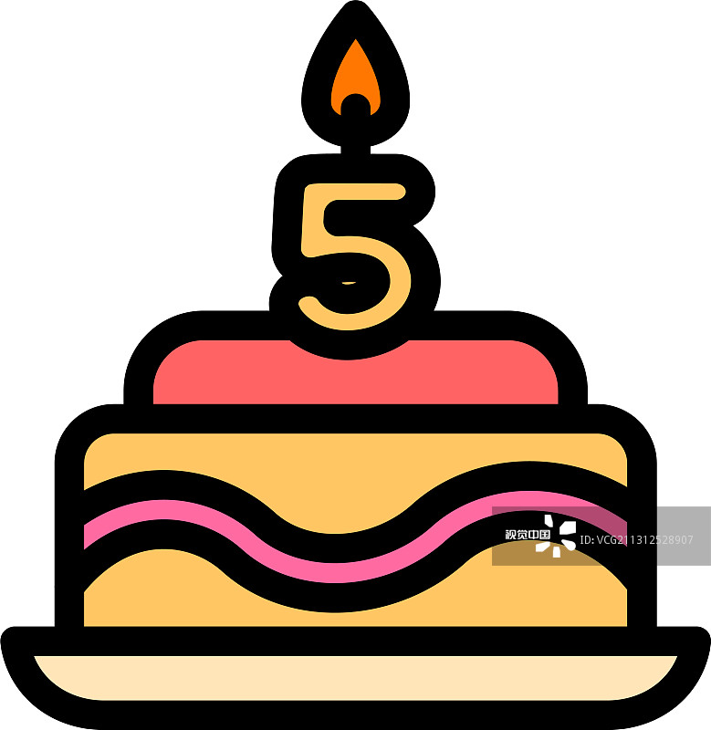 生日蛋糕图标轮廓风格图片素材