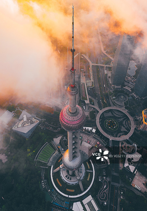上海东方明珠电视塔航拍图片素材
