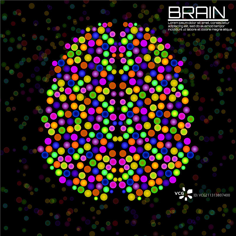 用彩色的圆圈抽象人类大脑图片素材