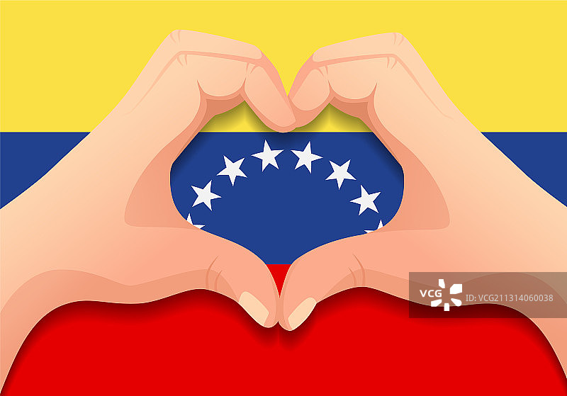 委内瑞拉国旗和手心形图片素材